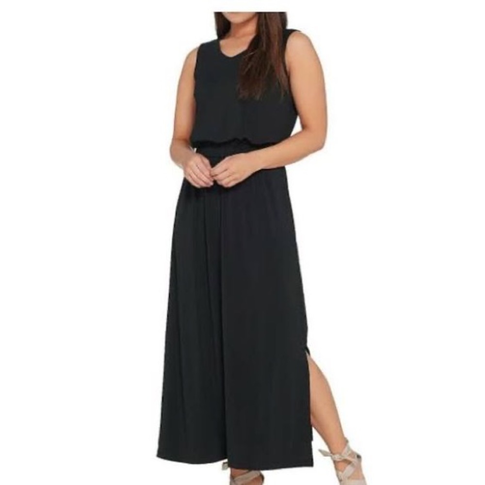 Joan Rivers Sleeveless Black Maxi Dress Pockets Medium
